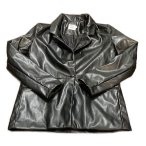 Princess Polly Jocelyn Black Faux Leather Blazer Jacket